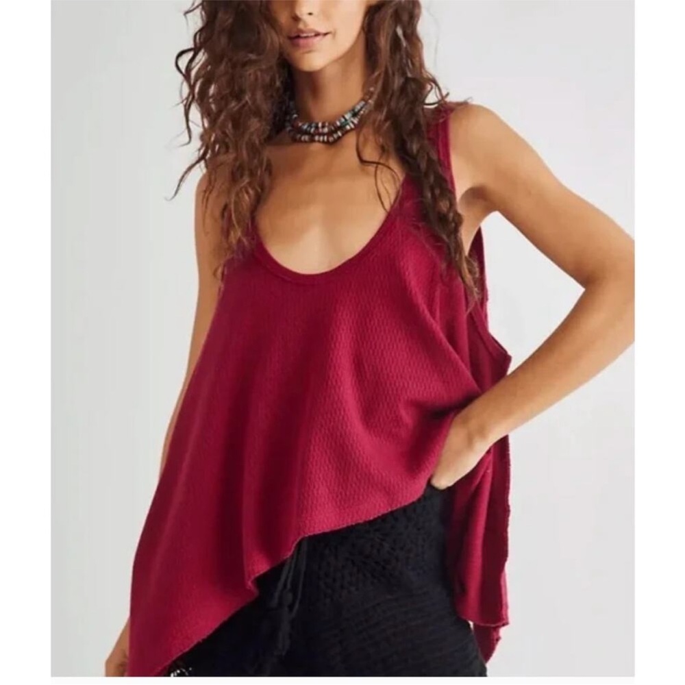 Free People Tank Top Women’s XS Burgundy Sing La La Boho Oversize